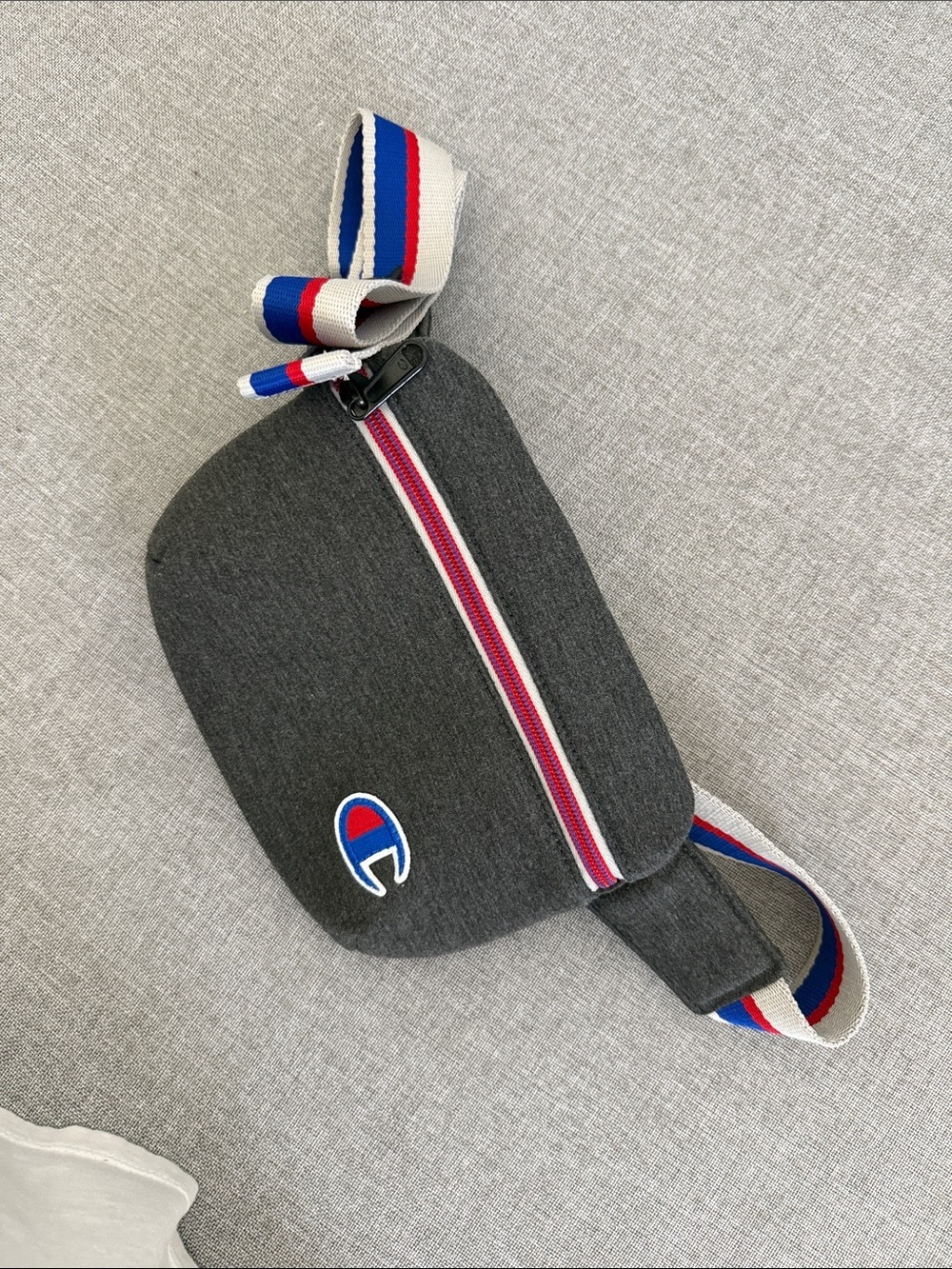 Champion Charcoal Gray Waist Bag with Tricolor Accent